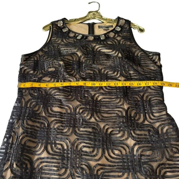 Jessica Howard Black & Nude Sleeveless Beaded Neckline Cocktail Dress Size 16 - Picture 10 of 10